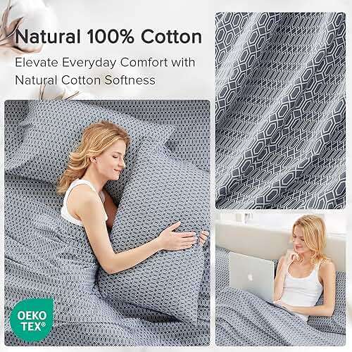 Comfort Spaces 100% Cotton Sheet Set Breathable, Lightweight, Soft with 14" Elastic Pocket Fits up to 16" Mattress, All Season Cozy Bedding, Matching Pillow Case, King Diamond Blue 4 Piece - Image 6