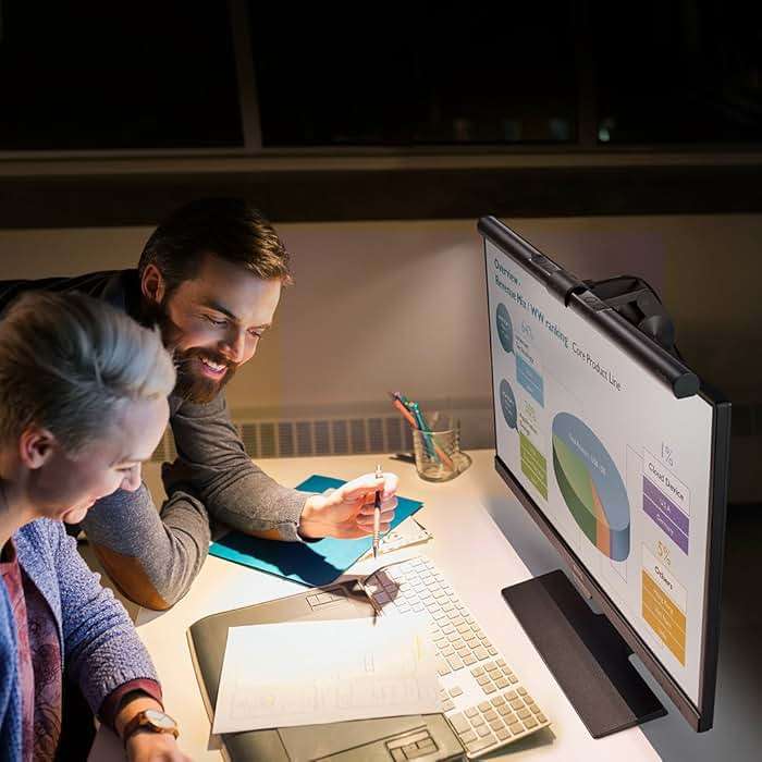 BenQ ScreenBar LED Monitor Light Bar - Auto-dimming, Adjustable Brightness and Color Temperature, No Screen Glare, Space-Saving, Eye-Care USB Monitor Lamp, Black - Image 2