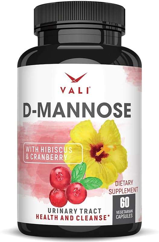 VALI D-Mannose 1000mg Urinary Tract Health Formula. Organic Cranberry Fruit Powder & Hibiscus. Healthy Bladder, Natural Cleanse, Fast Detox Flush, Herbal UT Function Support Pills. 60 Veggie Capsules - Image 1