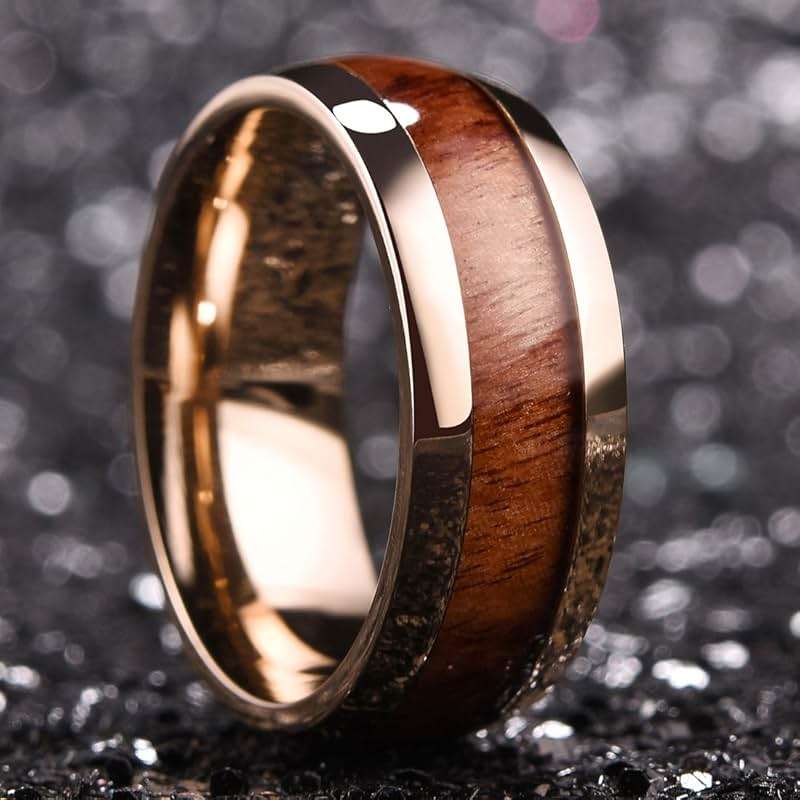 King Will Titanium Wedding Band for Men 7-8mm Black/Silver/Gold Titanium Men Ring with Koa/Maple Wood Inlay, Wooden Wedding Ring for Men Women Comfort Fit Size 6-14 - Image 3