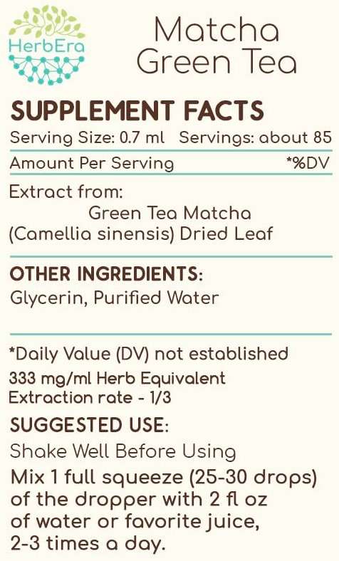 Matcha Green Tea B60 Alcohol-Free Herbal Extract Tincture, Concentrated Liquid Drops Natural Green Tea, Matcha (Camelia sinesis) Dried Leaf (2 fl oz) - Image 4