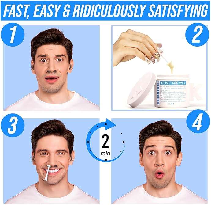 KENASHII Nose Wax Kit | 100 g Wax, 24 Applicators | The Original & Best Nose and Ear Hair Removal Kit from Kenashii | Nasal Waxing For Men and Women | Includes Balm Wipes, Mustache Guards, Storage Bag - Image 2