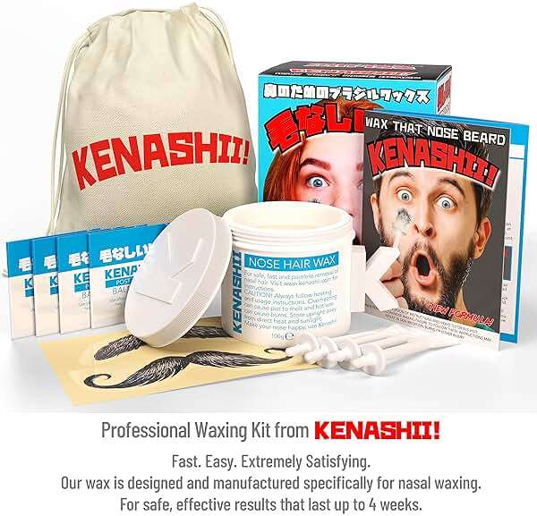 KENASHII Nose Wax Kit | 100 g Wax, 24 Applicators | The Original & Best Nose and Ear Hair Removal Kit from Kenashii | Nasal Waxing For Men and Women | Includes Balm Wipes, Mustache Guards, Storage Bag - Image 3
