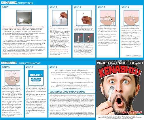 KENASHII Nose Wax Kit | 100 g Wax, 24 Applicators | The Original & Best Nose and Ear Hair Removal Kit from Kenashii | Nasal Waxing For Men and Women | Includes Balm Wipes, Mustache Guards, Storage Bag - Image 6