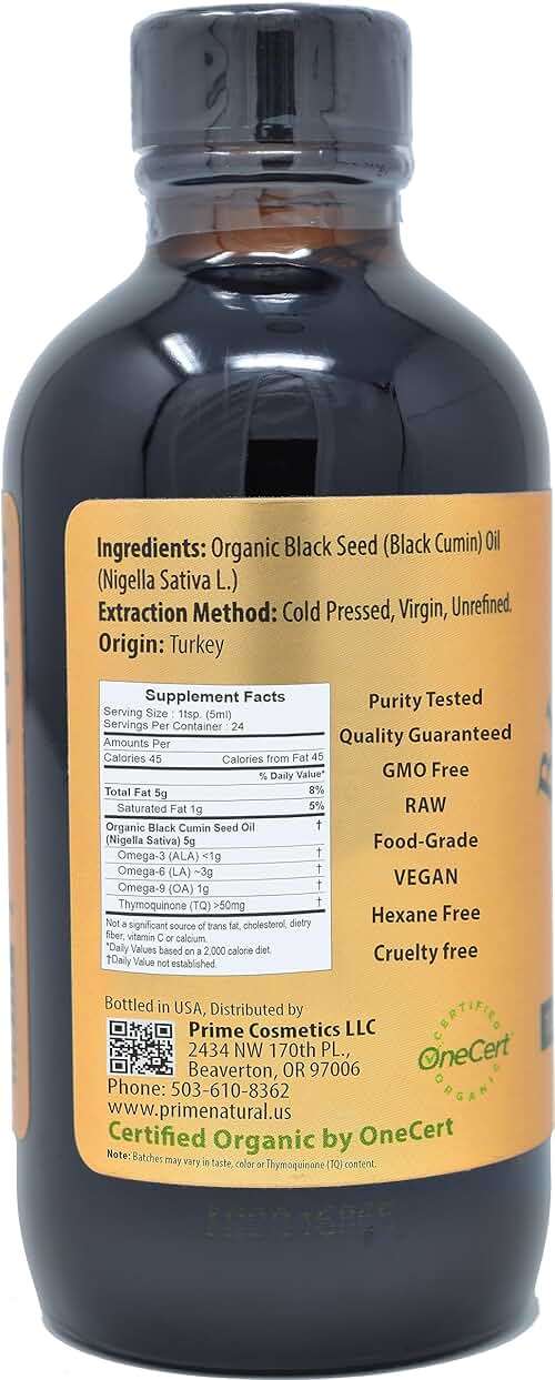 Prime Natural Organic Black Seed Oil 4oz - Cold Pressed Unrefined High Thymoquinone 1.7% USDA Certified - Turkish Origin Potent Nigella Sativa Liquid - Vegan Omega 3 6 9, Antioxidant - Image 2