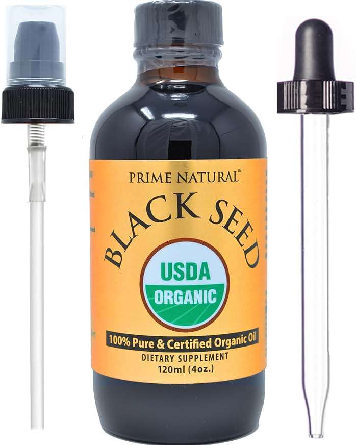 Prime Natural Organic Black Seed Oil 4oz - Cold Pressed Unrefined High Thymoquinone 1.7% USDA Certified - Turkish Origin Potent Nigella Sativa Liquid - Vegan Omega 3 6 9, Antioxidant - Image 4