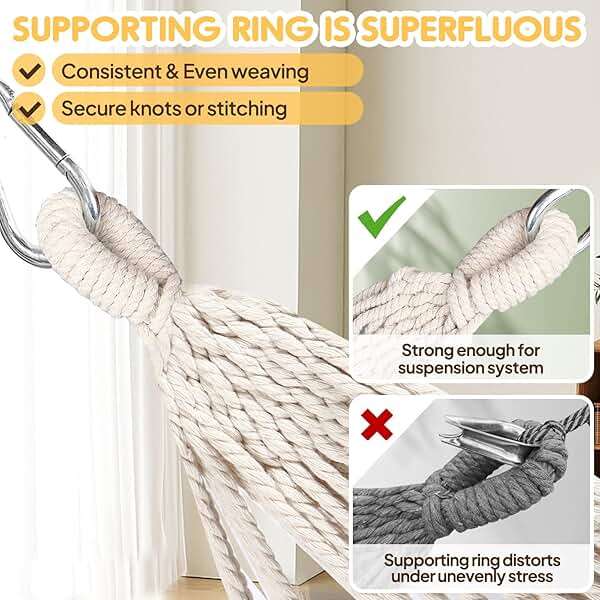 ANYOO Cotton Hammock Portable Camping Hammocks for Hanging Sturdy Garden Comfortable Fabric Hammock with Tree Straps Up to 660lbs with Travel Bag for Camping Outdoor/Indoor Patio Backyard - Image 7
