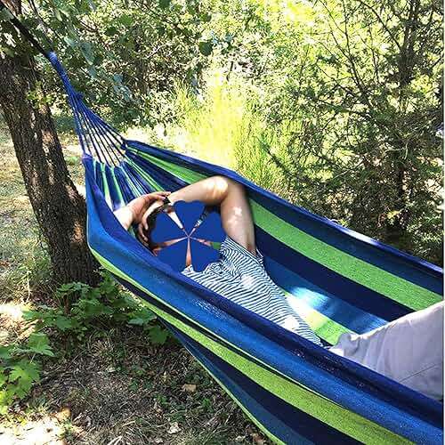 ANYOO Cotton Hammock Portable Camping Hammocks for Hanging Sturdy Garden Comfortable Fabric Hammock with Tree Straps Up to 660lbs with Travel Bag for Camping Outdoor/Indoor Patio Backyard - Image 8