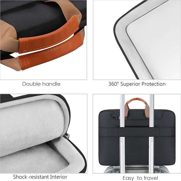 Lacdo 360° Protective Laptop Shoulder Bag, 14 inch Computer Bags for 14 inch MacBook Pro M5 Pro/Max A3426 A3427 (2026), M5/M4/M3/M2/M1 A3434 A3112 A3401 A3185 A2918 A2992 2025-2021 Messenger Bag,Black - Image 4