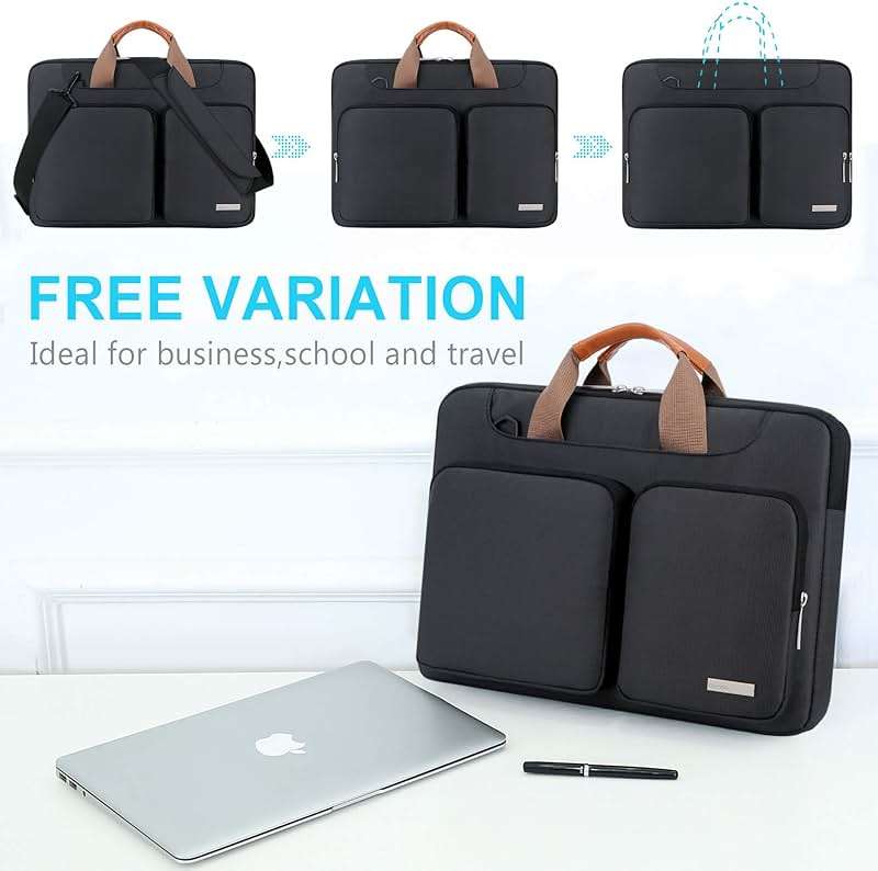 Lacdo 360° Protective Laptop Shoulder Bag, 14 inch Computer Bags for 14 inch MacBook Pro M5 Pro/Max A3426 A3427 (2026), M5/M4/M3/M2/M1 A3434 A3112 A3401 A3185 A2918 A2992 2025-2021 Messenger Bag,Black - Image 5