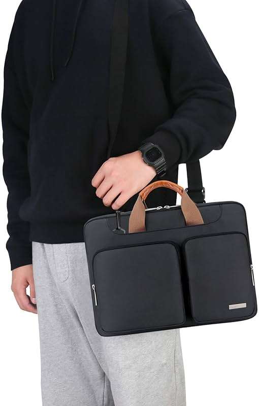 Lacdo 360° Protective Laptop Shoulder Bag, 14 inch Computer Bags for 14 inch MacBook Pro M5 Pro/Max A3426 A3427 (2026), M5/M4/M3/M2/M1 A3434 A3112 A3401 A3185 A2918 A2992 2025-2021 Messenger Bag,Black - Image 6