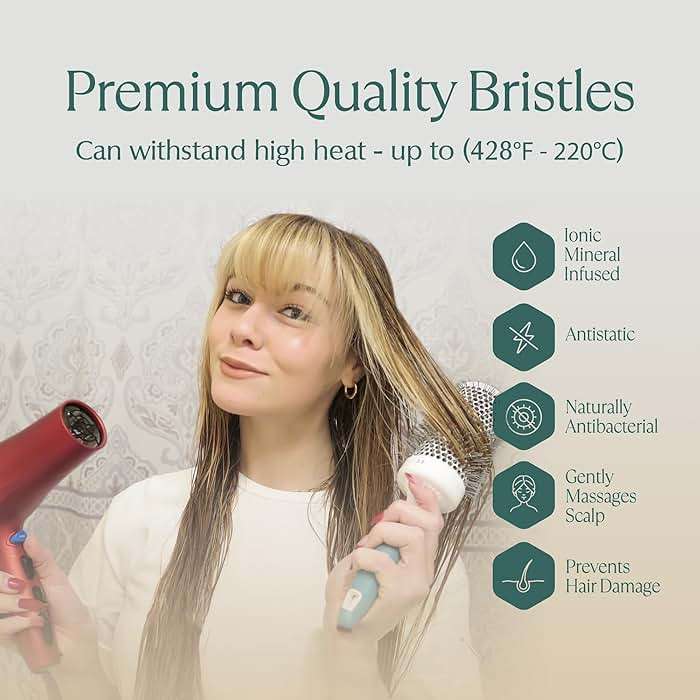 Medium Round Brushing Brush - Ceramic Hair Brush for a Smooth Salon Style Look - Professional Brushing Brush Ideal for All Hair Types - 43 mm - Image 4