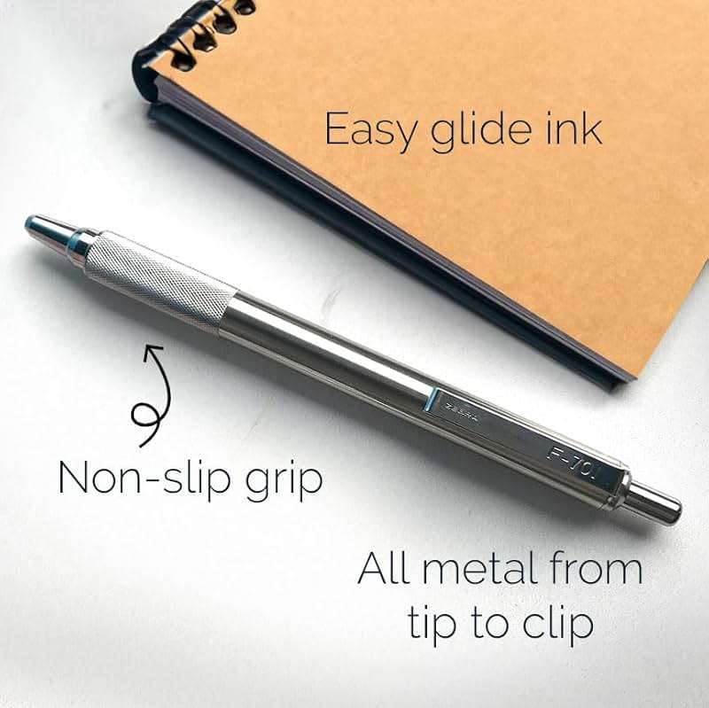 Zebra Pen M/F 701 Stainless Steel Mechanical Pencil and Ballpoint Pen Set, Fine Point, HB Lead and Black Ink, Ideal for Tactical Use, 2-Pack Gift Set (10519) - Image 3