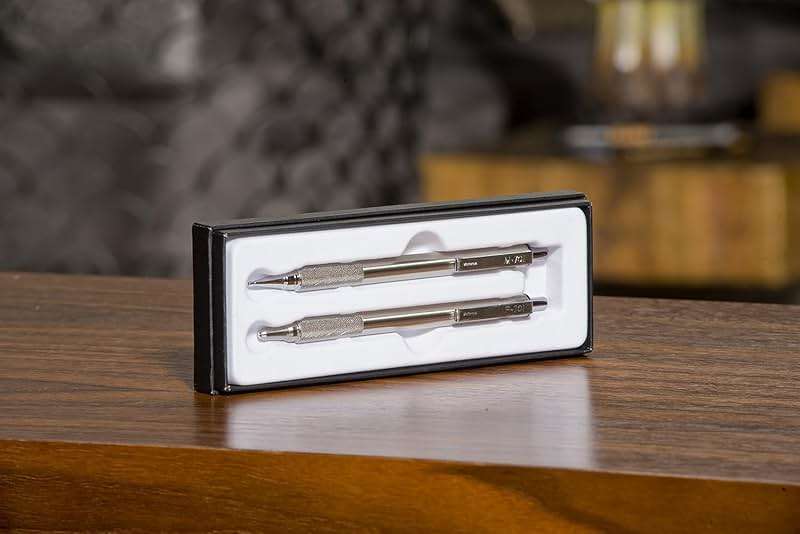 Zebra Pen M/F 701 Stainless Steel Mechanical Pencil and Ballpoint Pen Set, Fine Point, HB Lead and Black Ink, Ideal for Tactical Use, 2-Pack Gift Set (10519) - Image 5