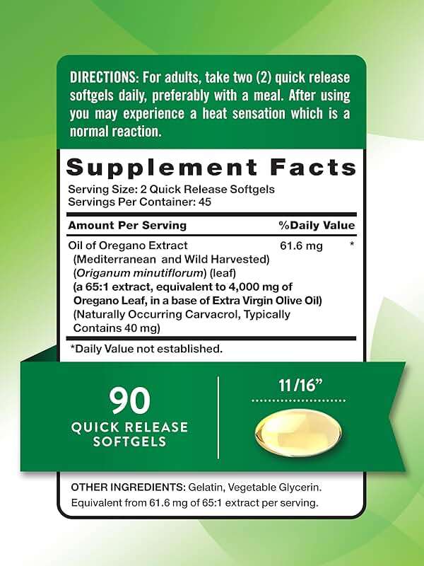 Nature's Truth Oregano Oil Softgels | 90 Pills | Contains Carvacrol | Non-GMO & Gluten Free Supplement - Image 2
