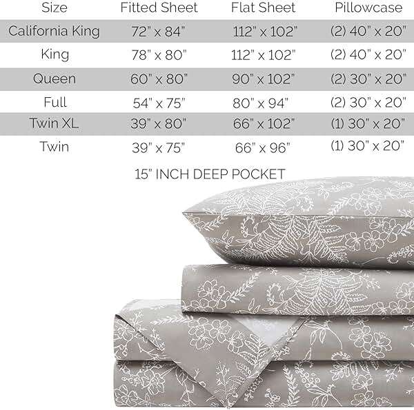 Southshore Fine Living, Inc. Winter Brush Floral Sheets, 4-Piece, 15 Inch Boho Sheets King Size, Deep Pocket King Sheet Set, Pet Hair Resistant, Botanical Sheet Set - Warm Sand, White Flowers - Image 9
