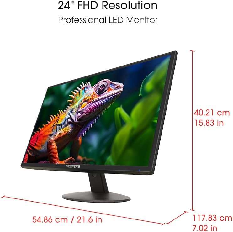 Sceptre 24-inch Prime Monitor Thin 1080p LED Monitor 99% sRGB 2x HDMI VGA Build-in Speakers, Machine Black (E248W-19203R 2025 Series) - Image 2