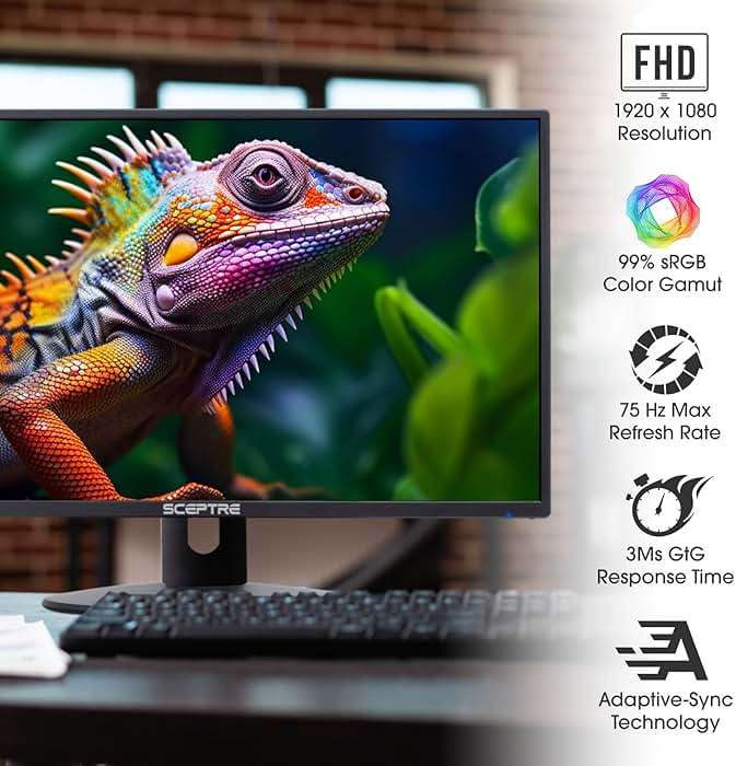 Sceptre 24-inch Prime Monitor Thin 1080p LED Monitor 99% sRGB 2x HDMI VGA Build-in Speakers, Machine Black (E248W-19203R 2025 Series) - Image 3