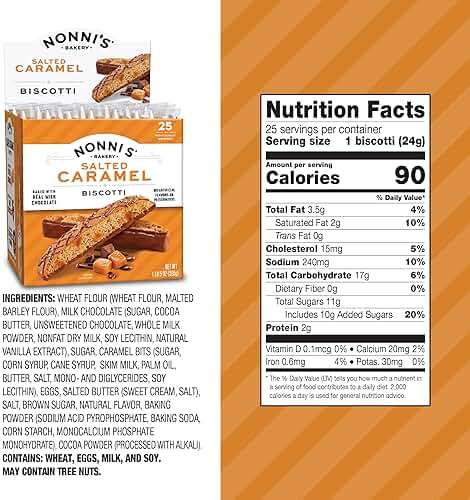 Nonni's Bakery Salted Caramel Biscotti Cookies, Individually Wrapped Coffee and Tea Biscuit Snack, 21 oz, 25 Count - Image 2