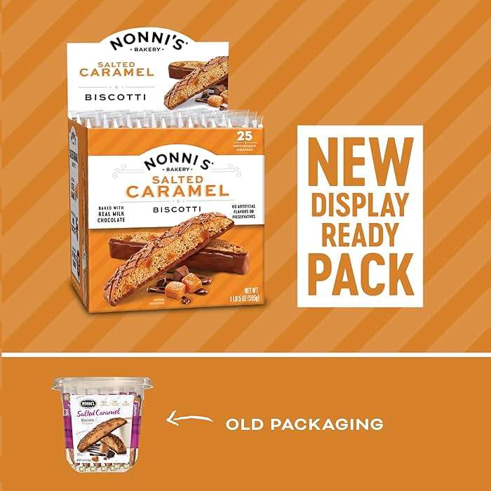 Nonni's Bakery Salted Caramel Biscotti Cookies, Individually Wrapped Coffee and Tea Biscuit Snack, 21 oz, 25 Count - Image 3