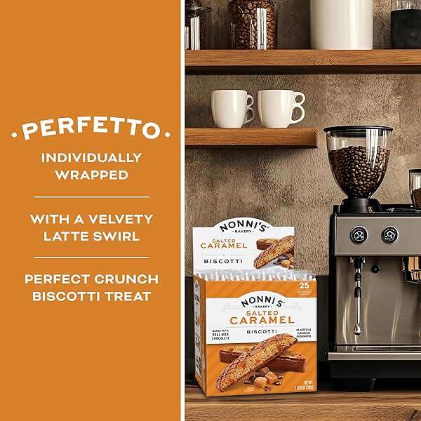 Nonni's Bakery Salted Caramel Biscotti Cookies, Individually Wrapped Coffee and Tea Biscuit Snack, 21 oz, 25 Count - Image 5