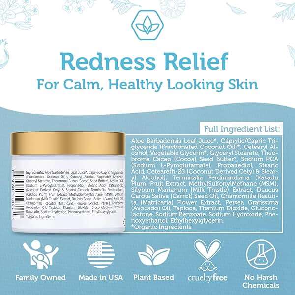 Era Organics Cream Redness Relief Moisturizer- Soothing Redness Relief for Face with Manuka Honey, MSM, Chamomile - Calming Moisturizer Made in USA - Image 6