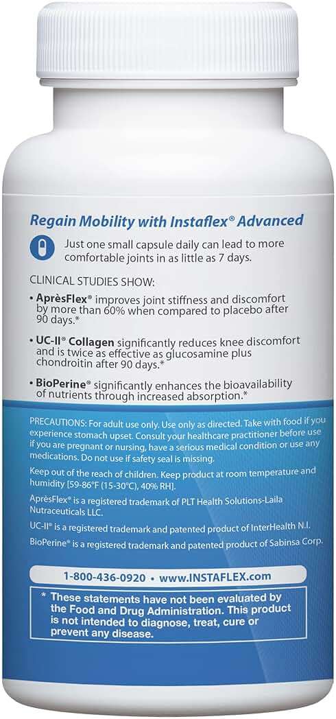 Instaflex Advanced Joint Support Nutritional Supplement Capsule with Doctor Formulated Joint Relief Supplement, Featuring UC-II Collagen & 5 Other Joint Discomfort Fighting Ingredients, 60 Ct - Image 3