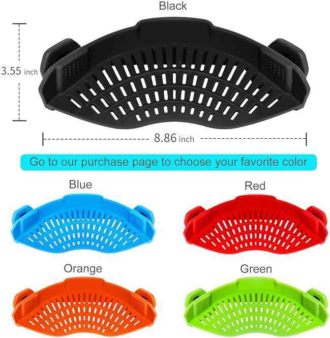 AUOON Clip On Strainer Silicone for All Pots and Pans, Pasta Strainer Clip on Food Strainer for Meat Vegetables Fruit Silicone Kitchen Colander - Image 3