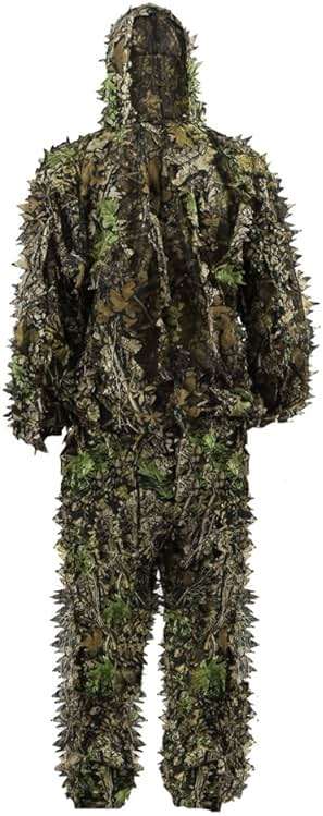 PELLOR Outdoor Camo Ghillie Suits, 3D Leafy Hooded Hunting Airsoft Camouflage Gillies Suits for Kids & Adults - Image 1
