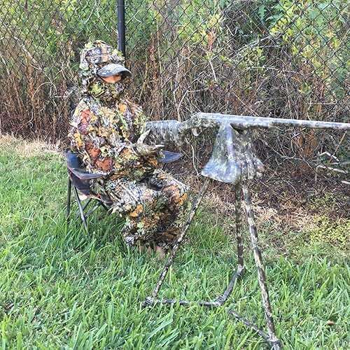 PELLOR Outdoor Camo Ghillie Suits, 3D Leafy Hooded Hunting Airsoft Camouflage Gillies Suits for Kids & Adults - Image 2
