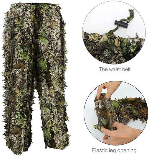 PELLOR Outdoor Camo Ghillie Suits, 3D Leafy Hooded Hunting Airsoft Camouflage Gillies Suits for Kids & Adults - Image 5