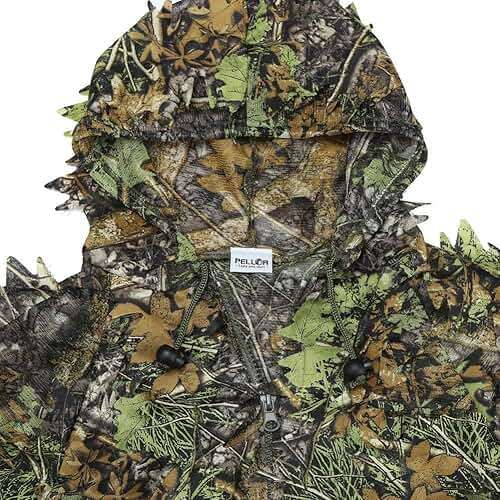 PELLOR Outdoor Camo Ghillie Suits, 3D Leafy Hooded Hunting Airsoft Camouflage Gillies Suits for Kids & Adults - Image 8