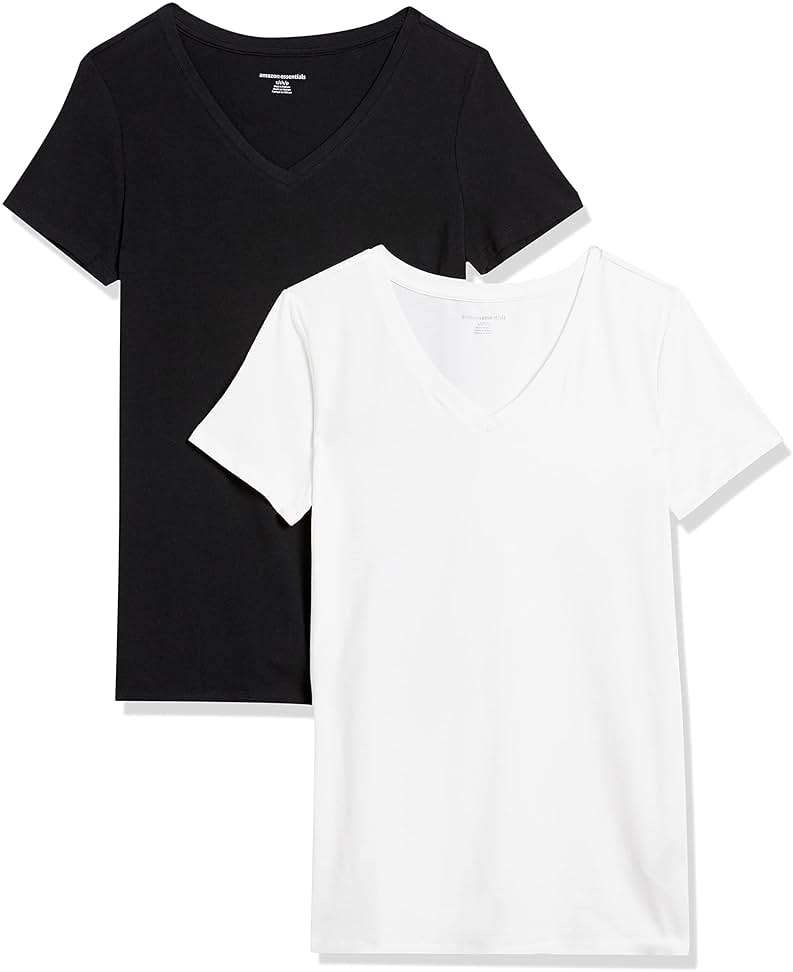 Amazon Essentials Women's Regular-Fit Short-Sleeve V-Neck T-Shirt, Multipacks - Image 1