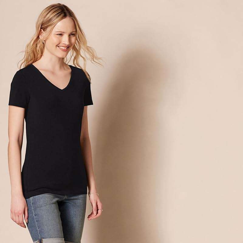 Amazon Essentials Women's Regular-Fit Short-Sleeve V-Neck T-Shirt, Multipacks - Image 2