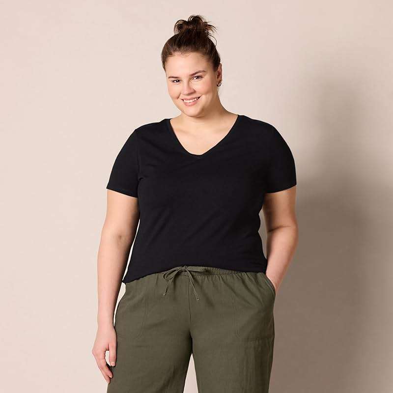 Amazon Essentials Women's Regular-Fit Short-Sleeve V-Neck T-Shirt, Multipacks - Image 6