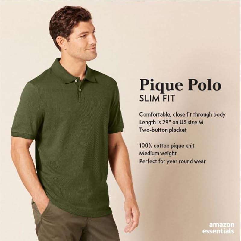 Amazon Essentials Men's Slim-Fit Short-Sleeve Cotton Pique Polo Shirt - Image 2