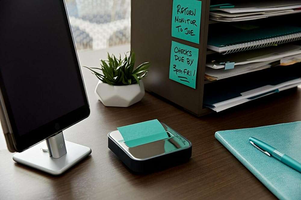 Post-it Note Dispenser with Post-it Pop-up Notes, Black Base with Steel Top, 1 Aqua Splash 3 in. x 3 in. Super Sticky Note Pad, Classroom or Office Supplies - Image 6
