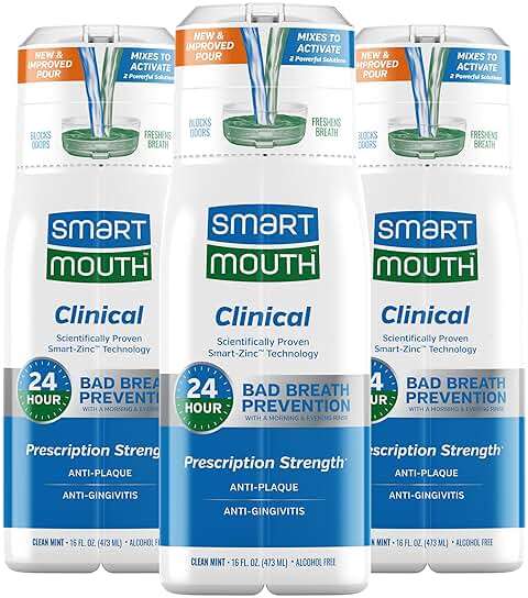 SmartMouth DDS Activated Clinical Mouthwash - for Fresh Breath - Clinical Strength Mouthwash for Gum Health, Gingivitis & More - Clean Mint Flavor, 16 fl oz (3 Pack) - Image 1
