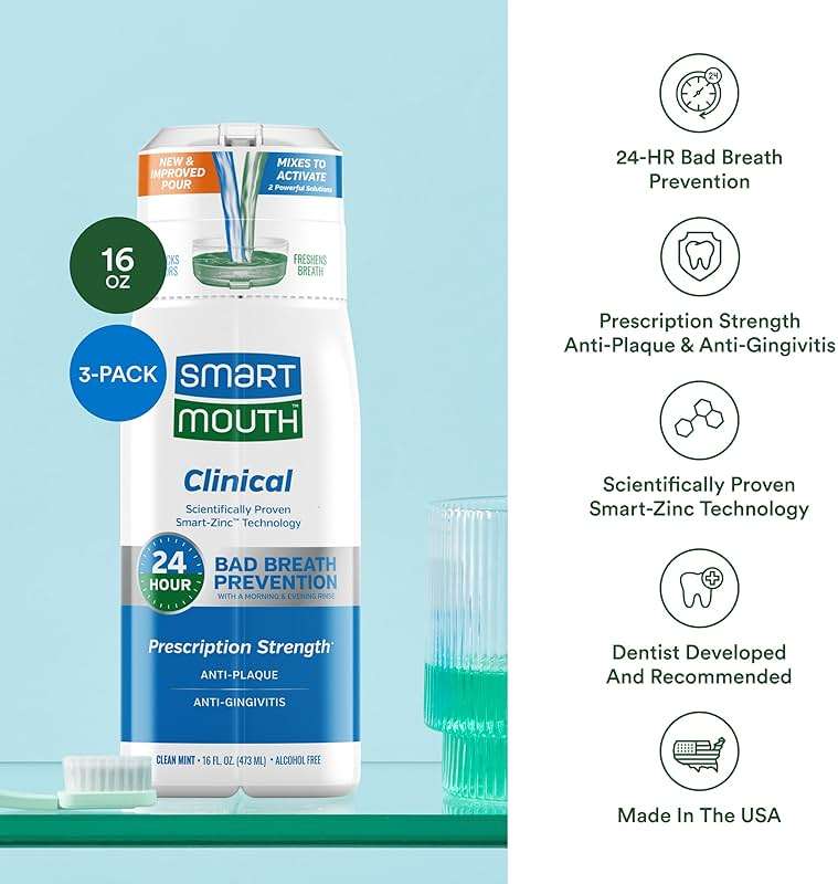 SmartMouth DDS Activated Clinical Mouthwash - for Fresh Breath - Clinical Strength Mouthwash for Gum Health, Gingivitis & More - Clean Mint Flavor, 16 fl oz (3 Pack) - Image 4