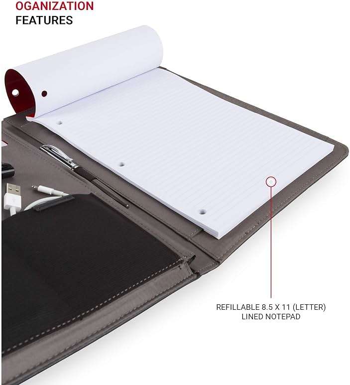 Wenger Merit Padfolio, Padded Document Organizer, Black - Image 5