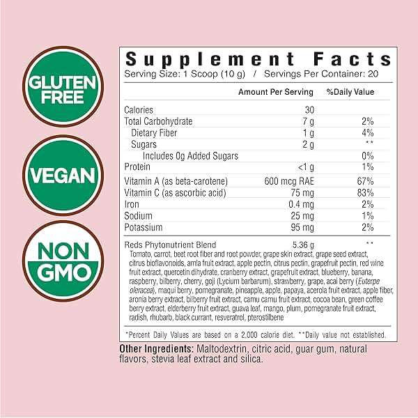 COUNTRY FARMS Super Reds, Energizing Polyphenol Superfood, 48 Super Fruits and Berries, Powerful Antioxidants and Polyphenols, Supports Energy, 20 Servings, Mixed Berry Flavor - Image 2