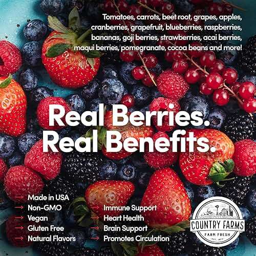 COUNTRY FARMS Super Reds, Energizing Polyphenol Superfood, 48 Super Fruits and Berries, Powerful Antioxidants and Polyphenols, Supports Energy, 20 Servings, Mixed Berry Flavor - Image 5
