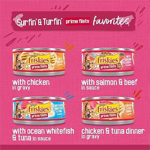 Purina Friskies Gravy Wet Cat Food Variety Pack, Surfin’ and Turfin’ Prime Filets Favorites - (Pack of 40) 5.5 oz. Cans - Image 3