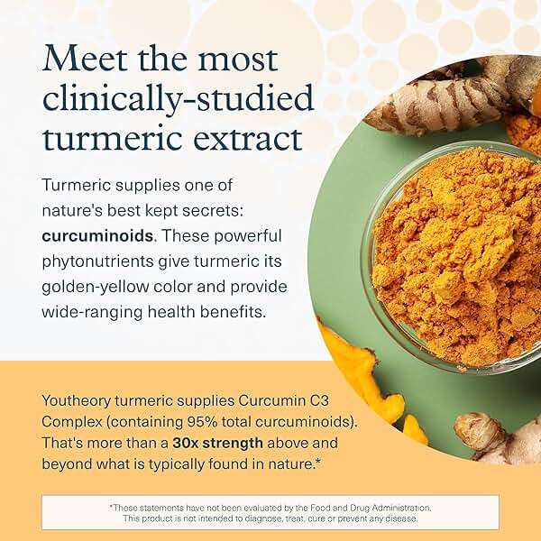 Youtheory Turmeric Extra Strength - 1,000 mg - Supports Brain, Muscle & Joint Health* - Contains Bioenhancers, Curcuminoids & Herbal Extracts - USP Verified - 60 Vegetarian Capsules (30-Day Supply) - Image 4