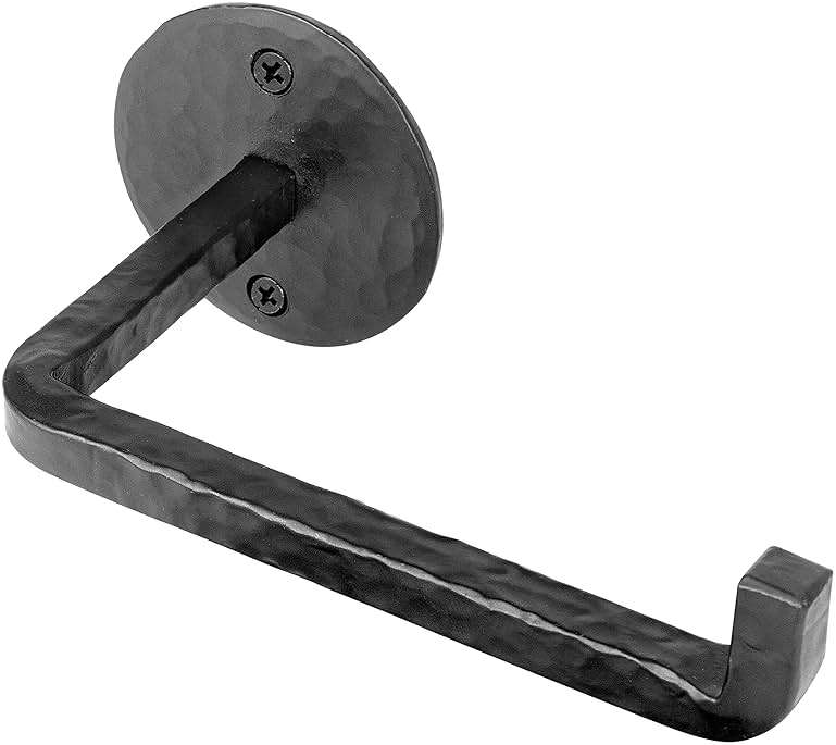 Stur-De Handmade Wrought Iron Toilet Paper Holder - Rustic Wall Mount Holder for Bathroom - Farmhouse, Vintage & Industrial Style - Antique Black Iron Tissue Roll Holder - Image 1