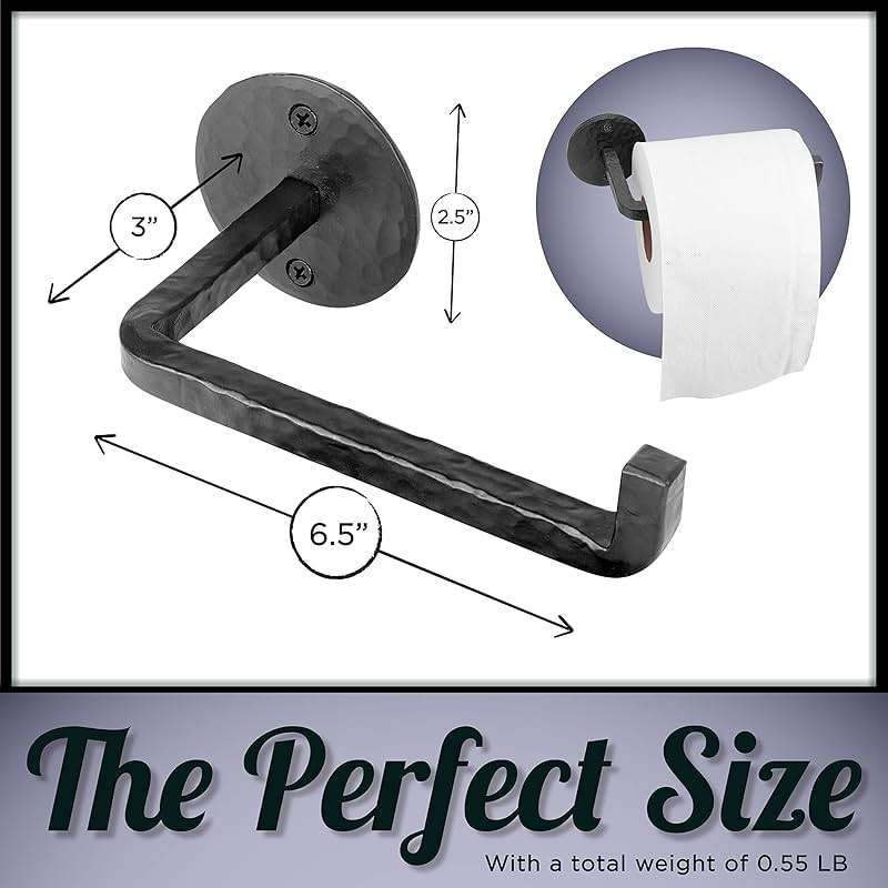 Stur-De Handmade Wrought Iron Toilet Paper Holder - Rustic Wall Mount Holder for Bathroom - Farmhouse, Vintage & Industrial Style - Antique Black Iron Tissue Roll Holder - Image 3