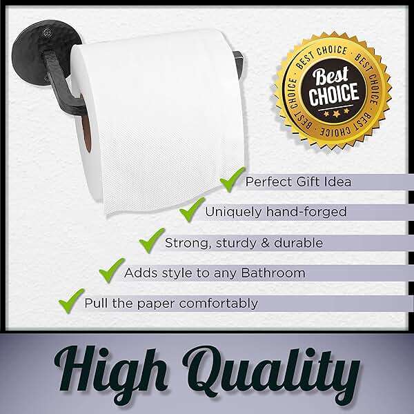 Stur-De Handmade Wrought Iron Toilet Paper Holder - Rustic Wall Mount Holder for Bathroom - Farmhouse, Vintage & Industrial Style - Antique Black Iron Tissue Roll Holder - Image 4