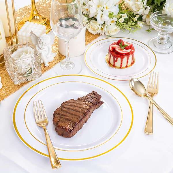 WDF300 Pieces Gold Plastic Silverware - Heavy Duty Disposable Cutlery Set Plastic Gold Silverware Set Includes 100 Forks, 100 Spoons, 100 Knives for Party Baby Shower Wedding Spring - Image 5