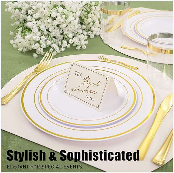 WDF300 Pieces Gold Plastic Silverware - Heavy Duty Disposable Cutlery Set Plastic Gold Silverware Set Includes 100 Forks, 100 Spoons, 100 Knives for Party Baby Shower Wedding Spring - Image 7