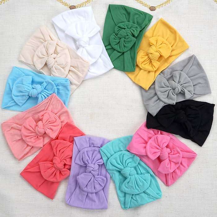 CÉLLOT Super Stretchy Soft Knot Headbands with Hair Bows Head Wrap Hair Accessories For Newborn Baby Girls Infant Toddlers Kids - Image 9